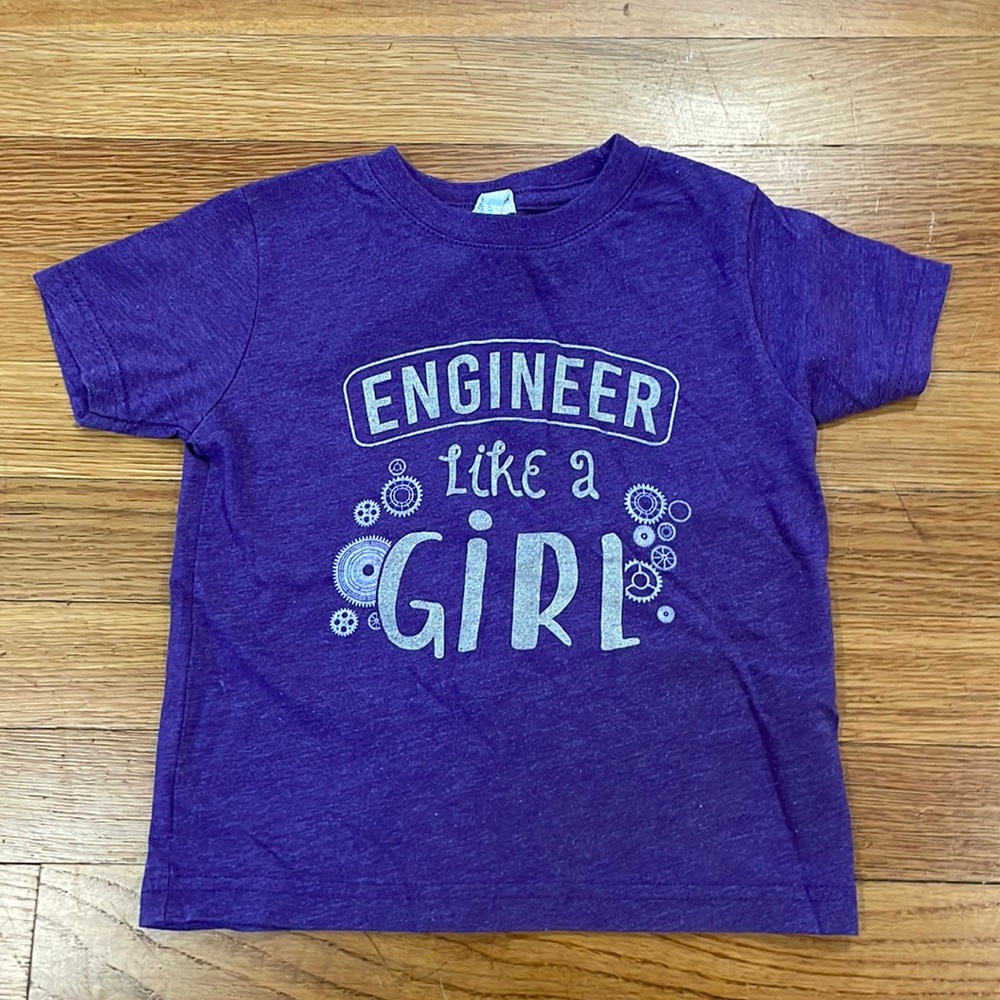 “ engineer like a girl” purple T-shirt, brand rabbit skins